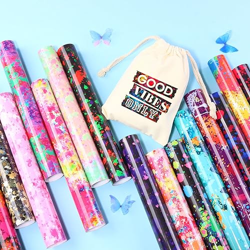 Tintnut Splash Heat Transfer Vinyl - 16 Sheets 10x12 Inch HTV Ink Watercolor Iron On Vinyl for T-Shirts Hats Clothes,for Cricut & Silhouette Cameo - Image 3