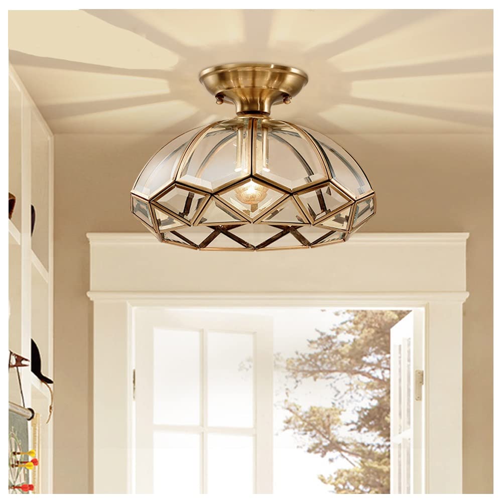 LYMSXAZOU LED Ceiling Lamp Chandelier Modern All-Copper Glass Shade Pendant - Minimalist Style for Living Room, Aisle, Entrance Porch, Checkroom, Balcony, Corridor Light Decor