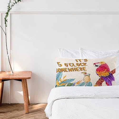 Miniatura 2 de It's Five O'clock Somewhere - Funda de almohada corporal impresa en dos lados de 12 x 20 pulgadas, de lino, bohemio, protector de almohada corporal