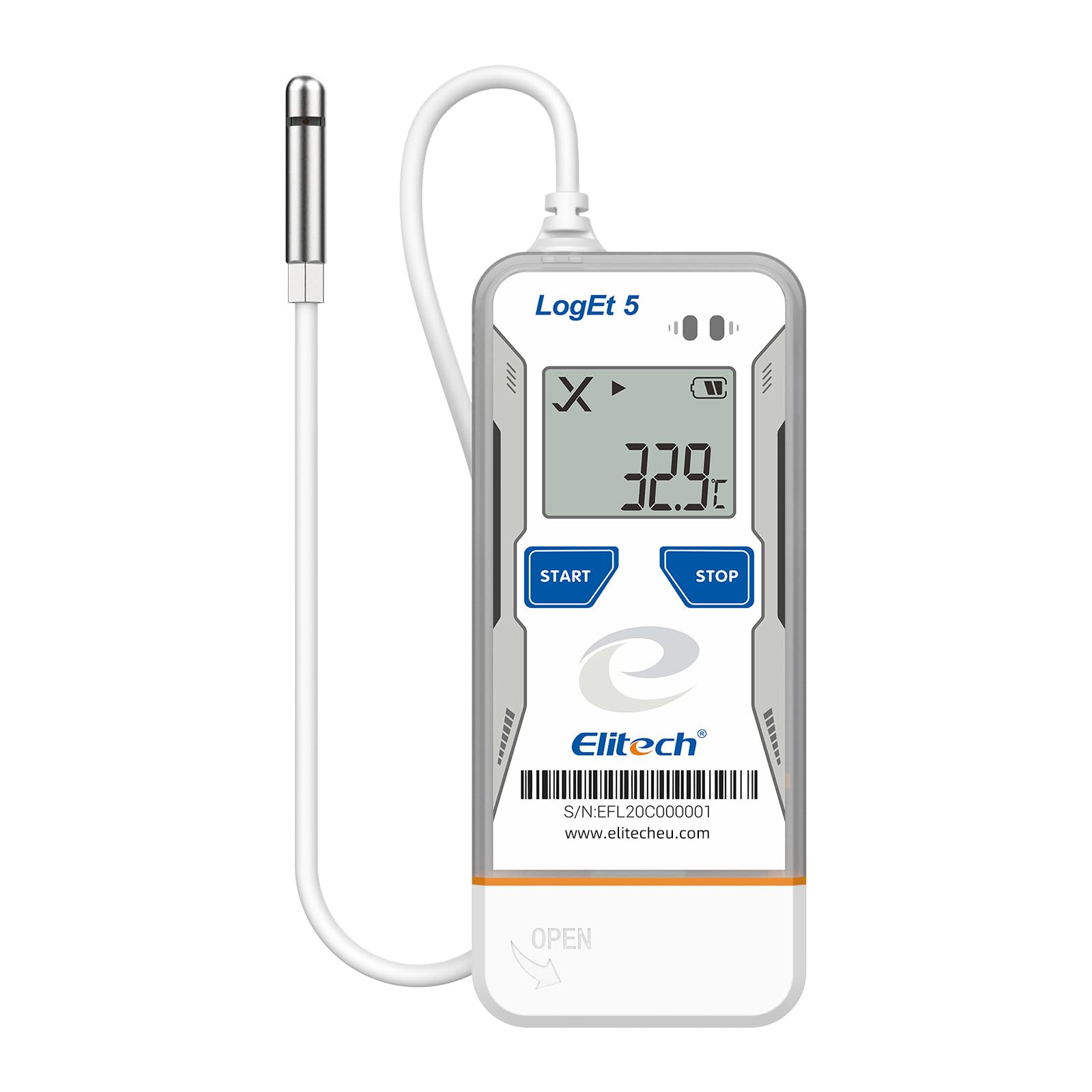 Elitech Enregistreur de Température et d'Humidité USB avec Sonde Externe, Réutilisable et Données pré-enregistrement, Rapports PDF CSV Auto, Thermomètre de Réfrigérateur LogEt5THE