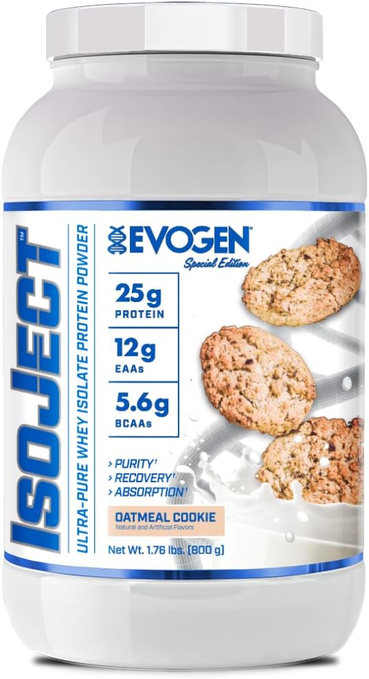 Evogen Isoject - Whey Protein Isolate | Ultra-Pure Whey Protein Powder with Ignitor Enzymes, BCAAs, and EAAs | Enhanced Absorption & Recovery | Oatmeal Cookie | 25 Servings