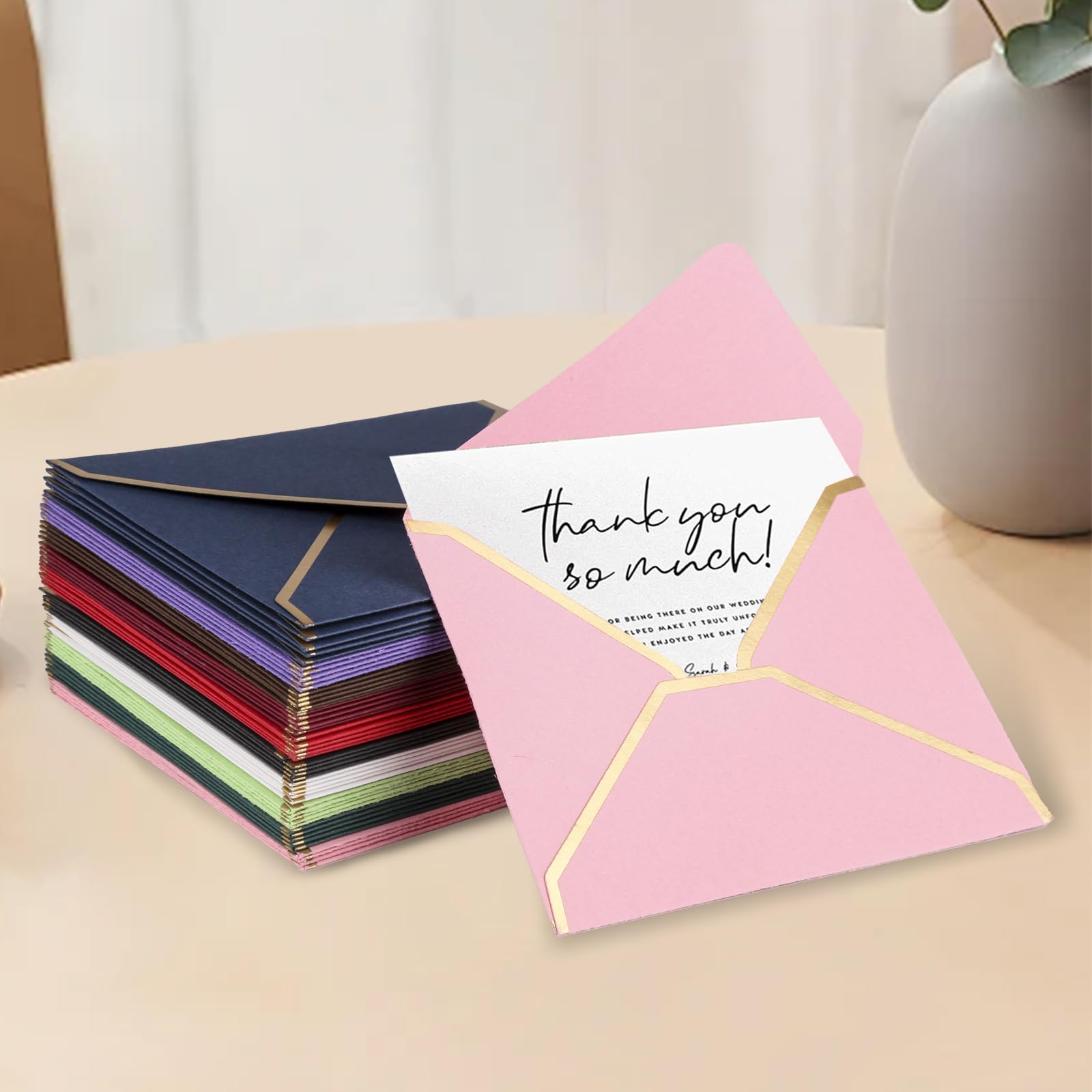 Pack of 50 Colourful Mini Envelopes, 7.5 x 10 cm, V-Flap Envelopes - Image 2