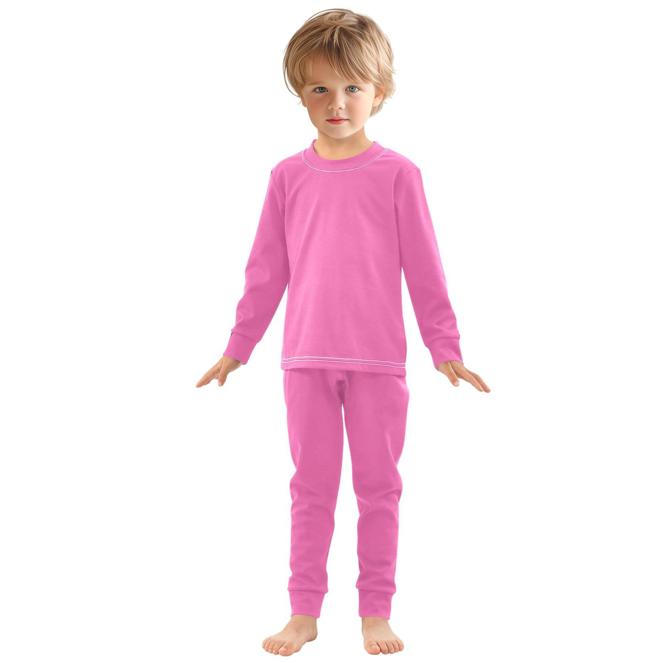 Hot Pink Long Sleeve Pajamas Set Sleepwear Jammies 2pcs Set Pjs Hot Pink 01