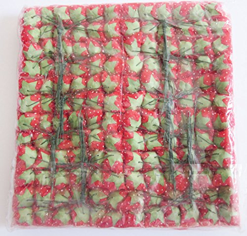 Artfen Mini Fake Rose Flower Heads 144Pcs Mini Artificial Roses Diy Wedding Flowers Accessories Make Bridal Hair Clips Headbands Dress (Bottom Add Gauze) Red #TOP2