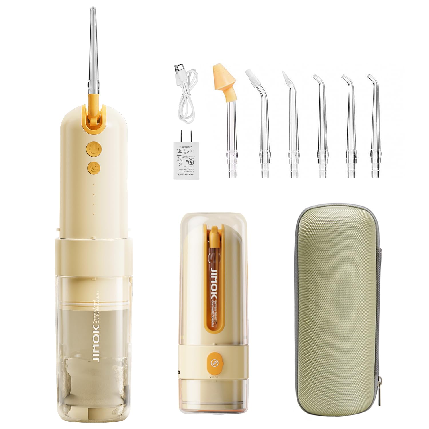 Water Dental Flosser Cordless for Teeth - JIMOK Portable Oral Irrigator, 4  Modes with DIY, 6 Jet Tips, Removable Water Tank, IPX7 Waterproof Powerful  Battery Life for Home Travel, Yellow… : Amazon.ca:
