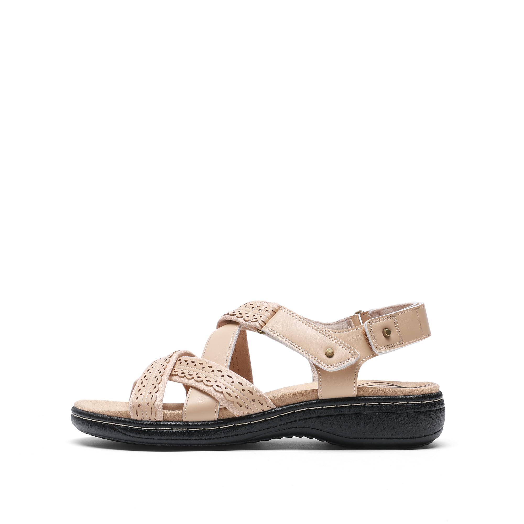 DREAM PAIRS Sandalias de soporte de arco para mujer, cómodas, puntera abierta, sandalias planas para caminar para el verano, Desnudo/, 41 EU