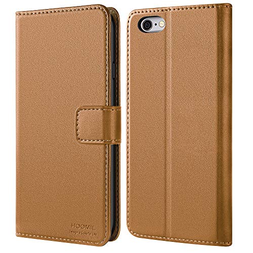 HOOMIL iPhone 6 Case,iPhone 6s Case,iPhone 6 Wallet Case,Premium Leather Folio iPhone 6s Wallet Case,Flip Cover with Full Body Protection,Stand,Card Slot and Cash Pocket for iPhone 6S/6(Light Brown)