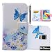 Galaxy S5 Case, Galaxy S5 Flip Case, M-Zebra Galaxy S5 Wallet Case [Wallet Function] Flip Cover Leather Case for Samsung Galaxy S5 i9600, with Screen Protectors+Stylus (Butterfly)