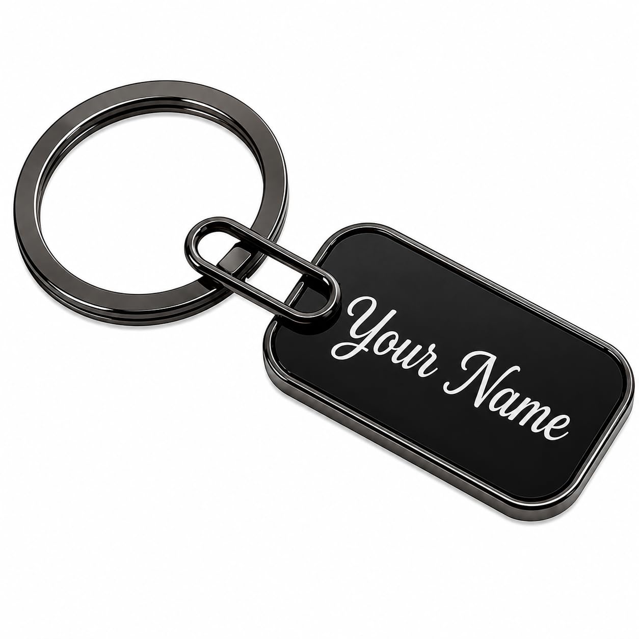 Personalized Metal Keychain with Custom Name Engraving, Black, Stainless Steel, for Car, Bike, Home and Office Keys-image-23