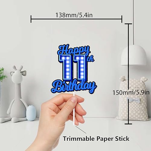 Miniatura 9 de Decoración de pastel de cumpleaños 32 con purpurina azul Let's Glow Crazy Party Theme Decor Supplies Men Women Happy Birthday 32 Anniversary Party