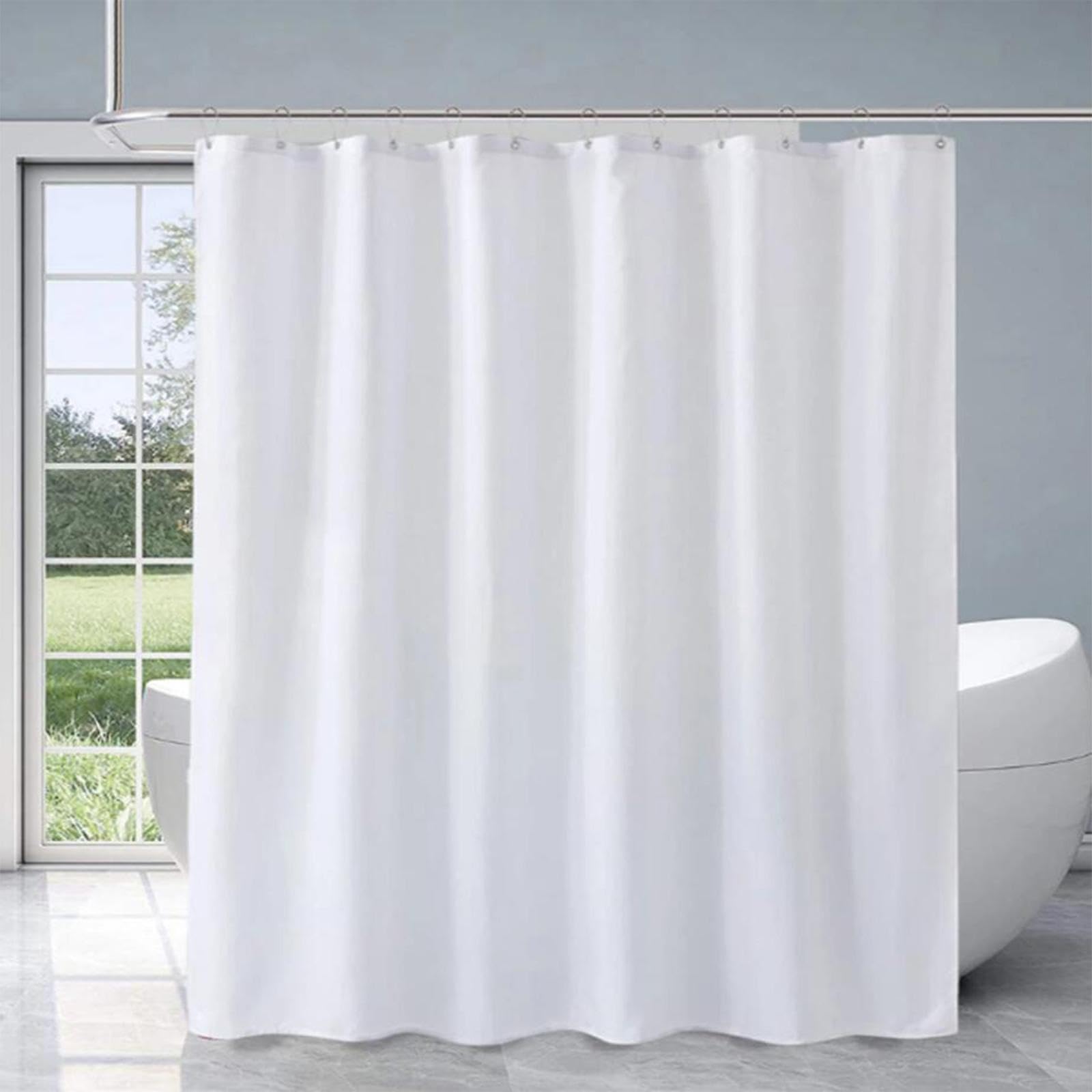Rideau de douche imperméable anti-moisissure pour baignoire et douche en tissu lavable avec crochets 70 x 190 cm – Parfait pour la décoration de salle de bain Blanc