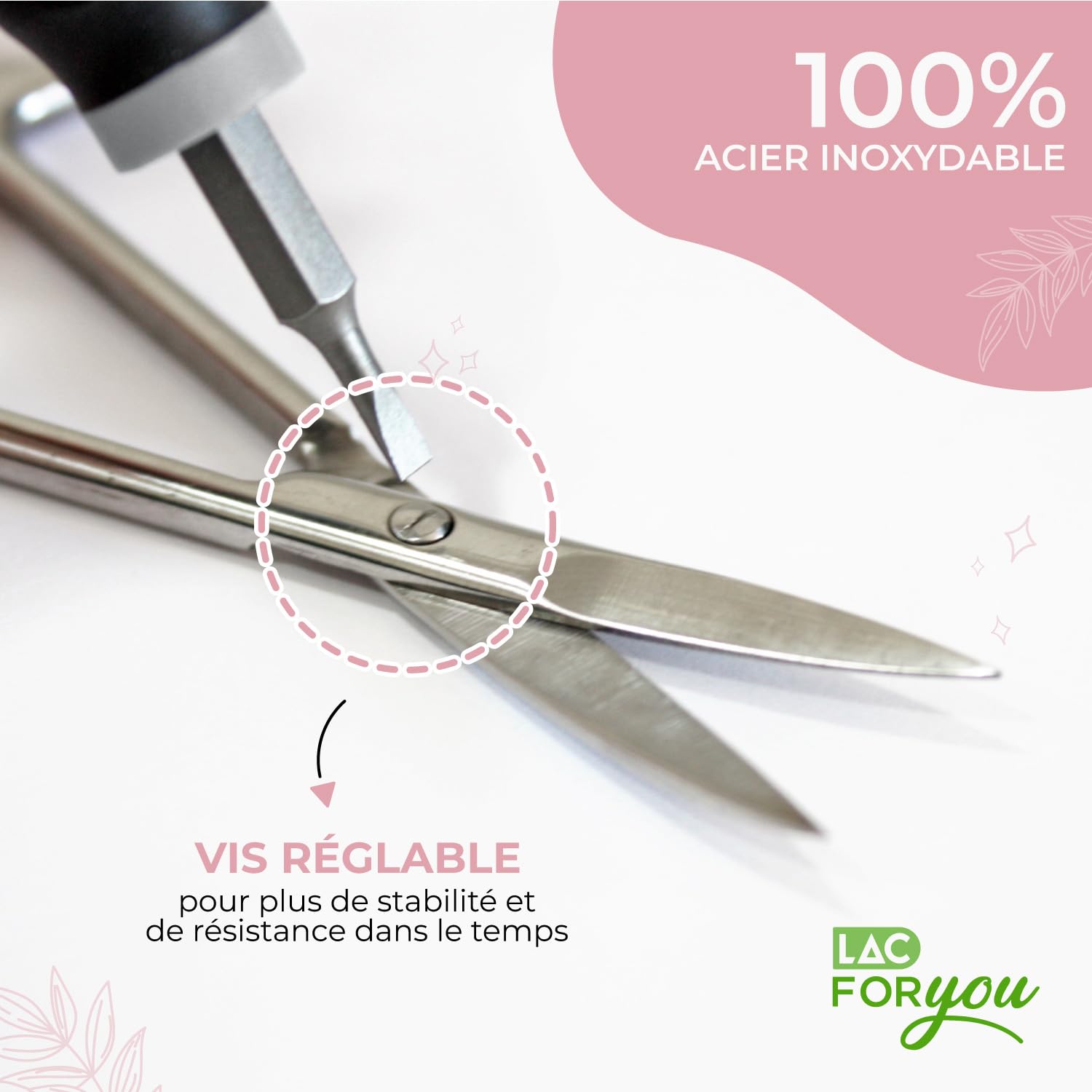 LAC FOR YOU Ciseaux Ongles en Acier Inox – Ciseaux Cuticule Ongle 9 cm pour Manucure et Pédicure – Coupe Précise des Mains et des Pieds