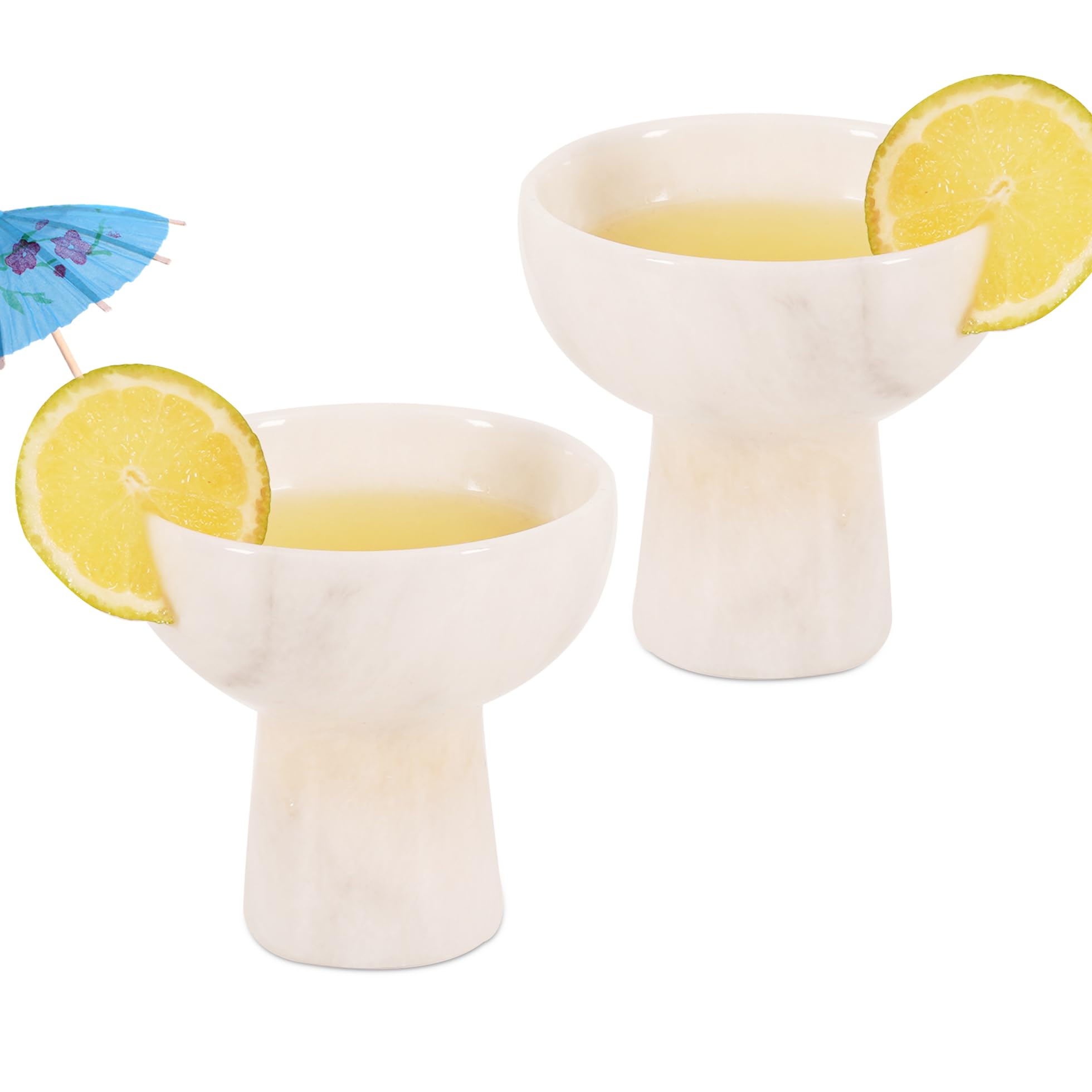 Radicaln Margarita-Gläser aus Marmor, 10,2 cm, handgefertigt, Weiß, Champagnerglas, Trinkset, ideale Cocktail- und Martini-Gläser für die Küche