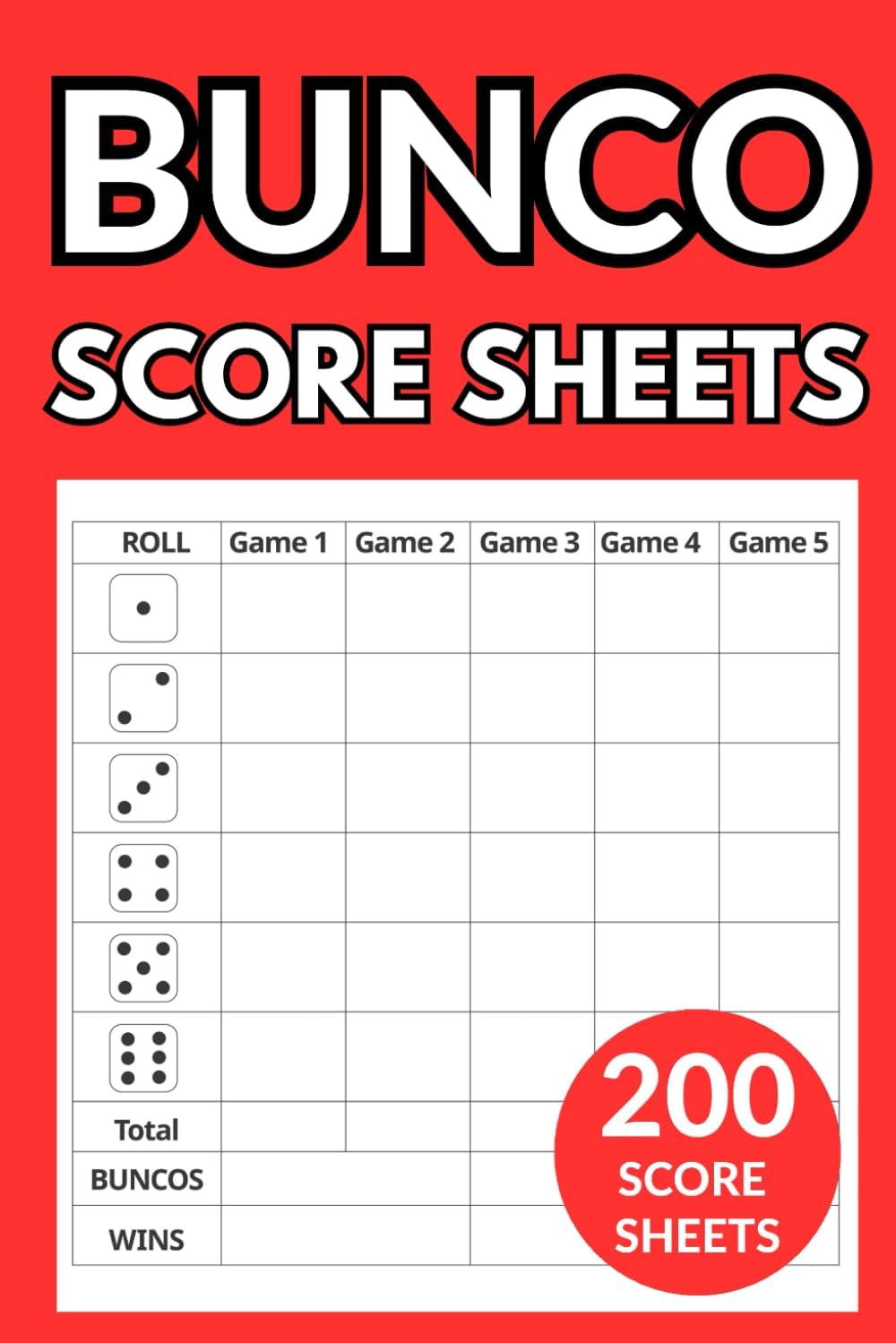 Bunco Score Sheets: 200 Score Pads for Scorekeeping | Bunco Dice Game for Party Supplies