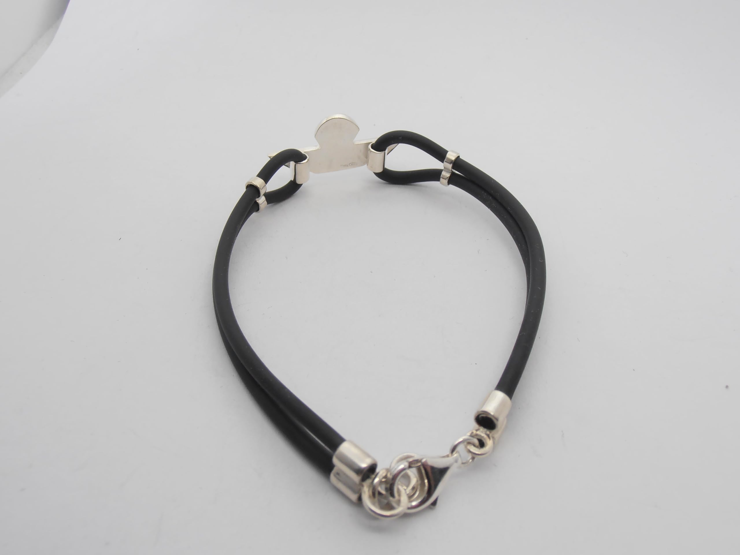 Paracadutisti : Braccialetto in Argento 925 e Caucciù - Bracciale con Simbolo dei Parà - Brevetto - Fregio - Stemma -