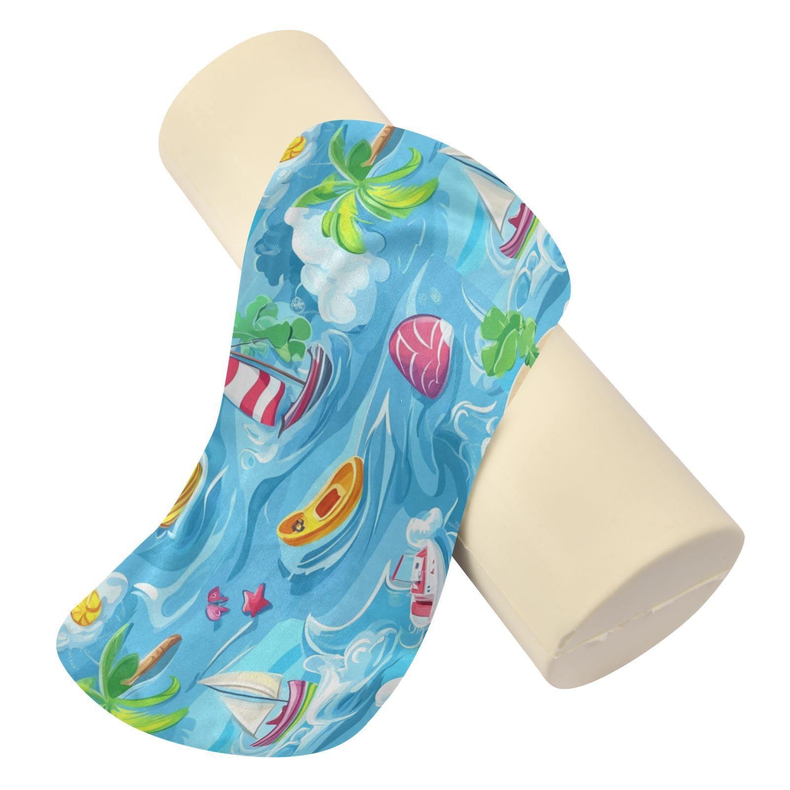miaozhen Summer Vacation Sea Cylinder Roll Pillow Long Bolster Pillow for Bed almohada para piernas 5.5''x17''