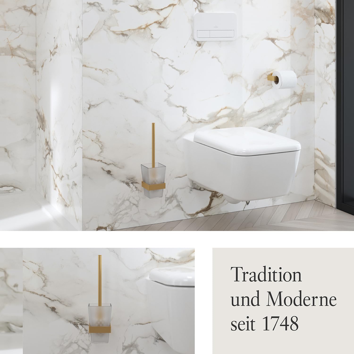 Villeroy & Boch Elements Striking Toilettenbürstengarnitur, eckig – Gold