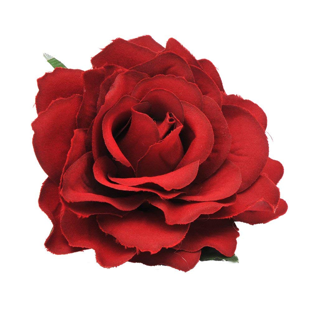 2 en 1 broche de flor de pinzas para el cabello de flor de rosa grande artificial para fiesta de mujeres (rojo mate)