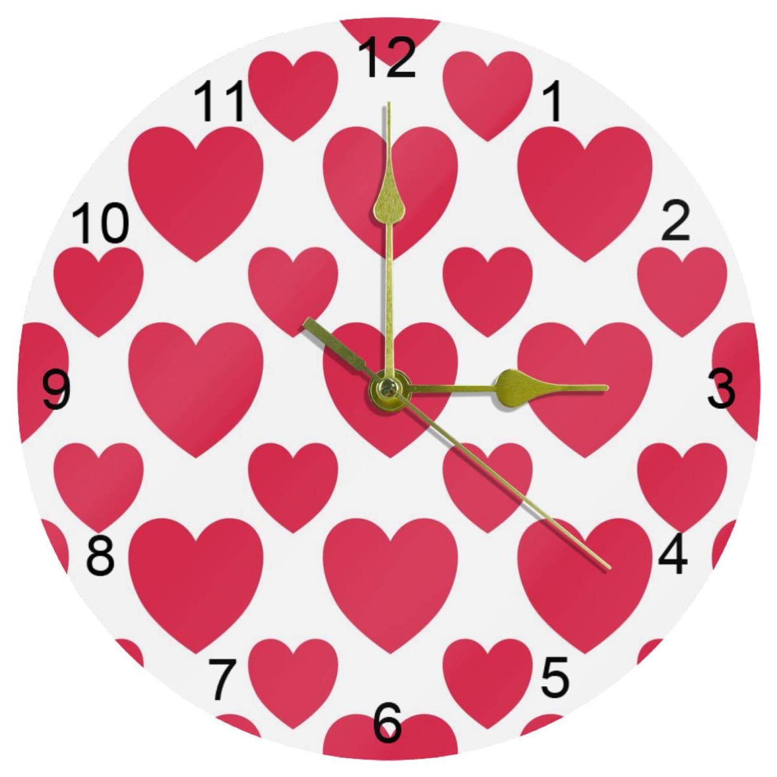 Horloges murales silencieuses rose de 25,4 cm avec grands chiffres arabes