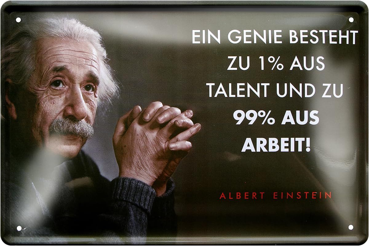 Targa In Metallo Retrò Con Frase Di Einstein – 'Invidia è La Forma Più Sincera Del Riconoscimento' – 18x12 Cm, Vintage, Con Cordino E Ventosa, Idea Regalo - 3