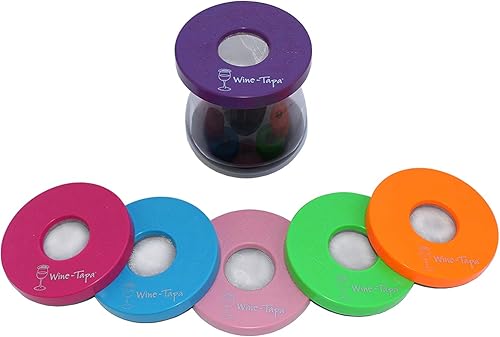 Wine-TapaR - Juego de 6 tapas para copas de vino en seis colores brillantes y bonitos para proteger tu copa de vino de insectos y insectos