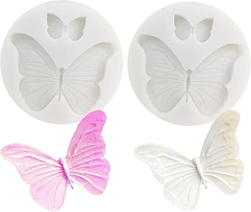 2 moldes de silicona de mariposa, mini fondant de mariposa para bricolaje, chocolate, dulces, pudín, pasta de goma, cupcake, decoración de pasteles,