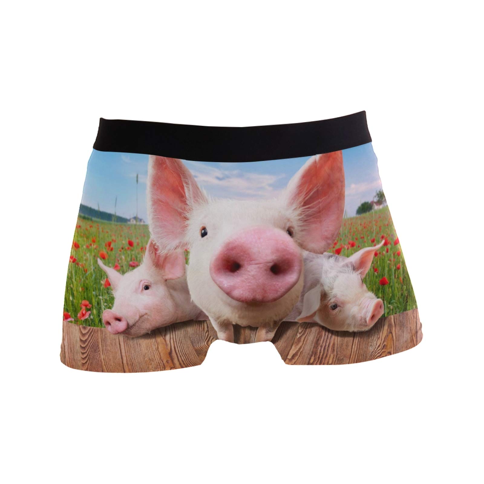 Linomo Men's Multicoloured Boxer Briefs Cute Funny Pig Boxers Shorts Underwear Underpants