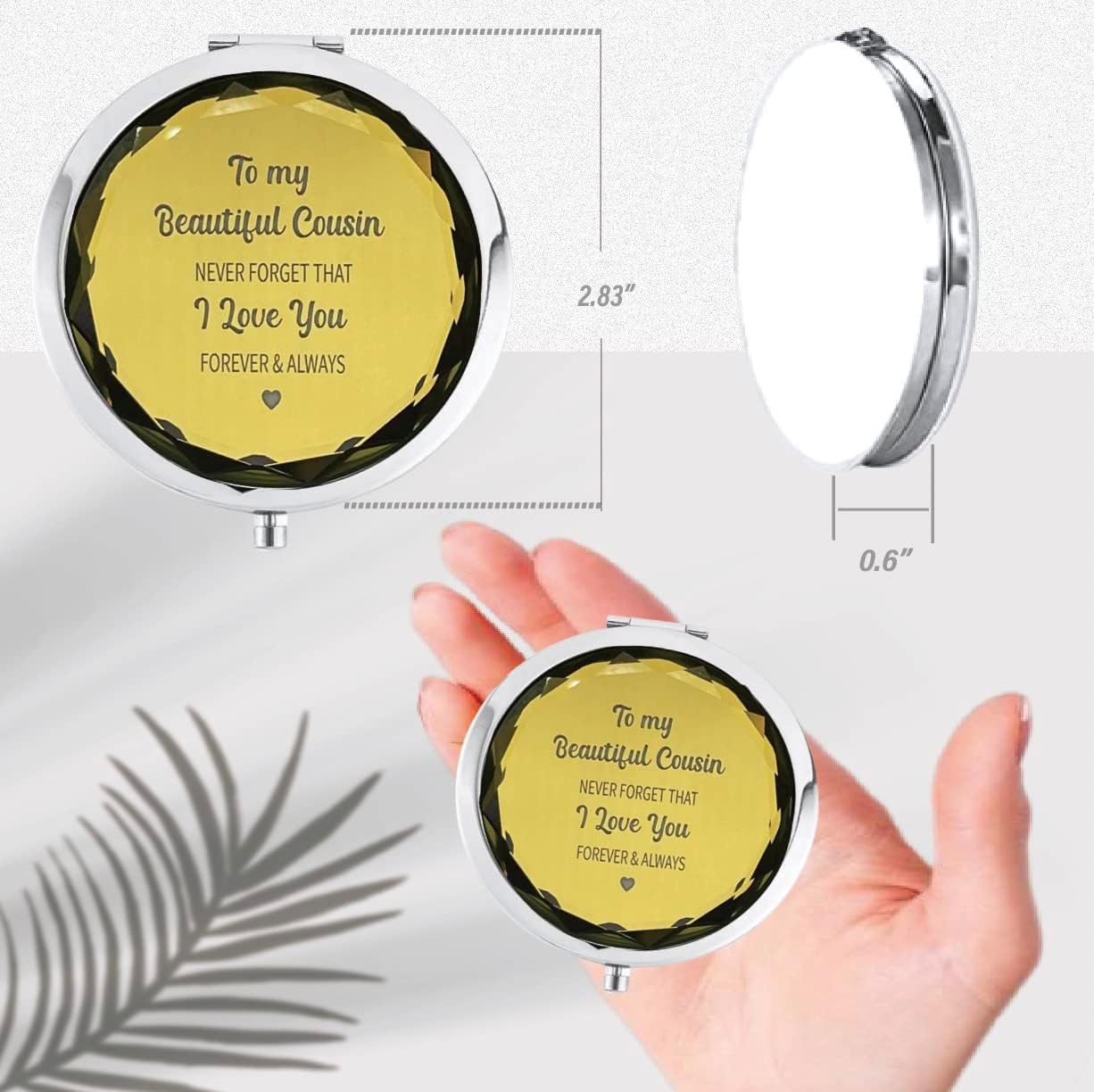 Birthday Gift for Cousin Female, Cousin Bracelets for Women, Cousin Mirror Compact, I Love You Cousin, Favorite Cousin Gifts, Sister Cousin Gifts, Gift for Cousin Christmas - Image 6