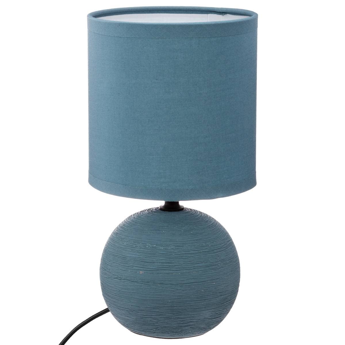 Atmosphera - Lampe Timeo bleue striée - céramique H25 cm