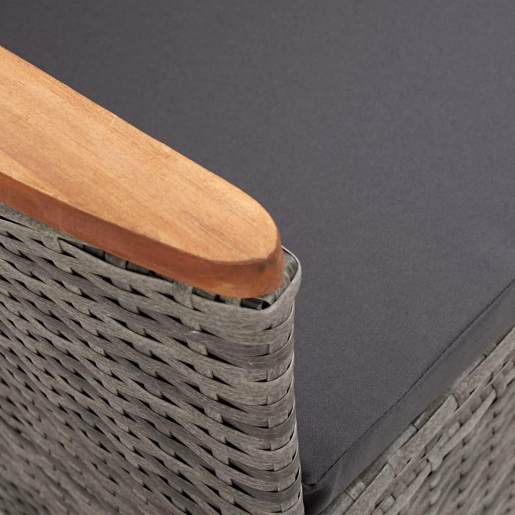vidaXL Gartenmöbel 9-TLG. mit Auflagen Gartengarnitur Gartenset Sitzgruppe Sitzgarnitur Gartentisch Esstisch Tisch Stühle Poly Rattan Grau