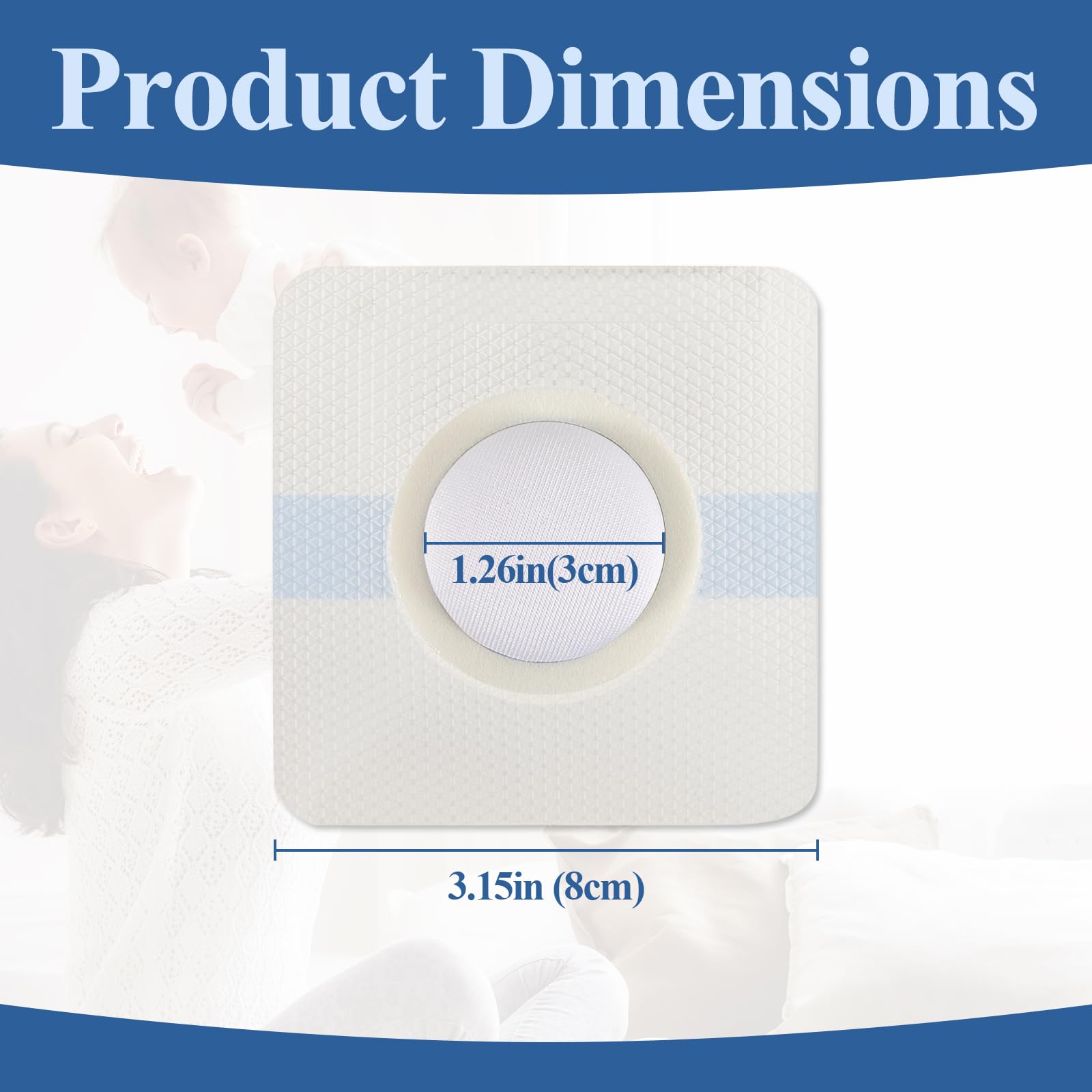 15 cerotti per ombelico per neonati (8 x 8 cm) – Impermeabili per ombelico traspirante, delicata protezione per ombelico per neonati e neonati, in cotone bianco - 3