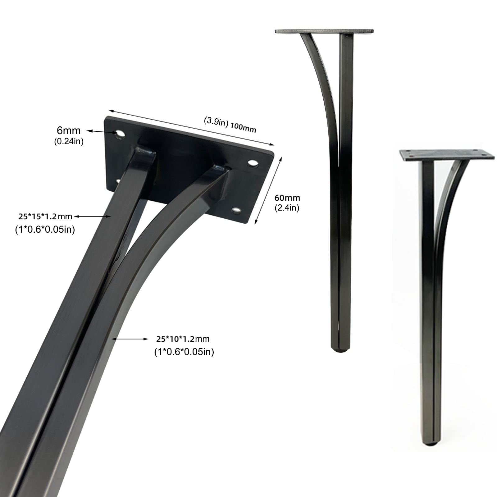 Gambe per mobili Regolabili in Acciaio Inox, Set di 4 Gambe per Tavolo in Metallo, Piedini di Supporto per mobili da Cucina Dorati con Viti, 70 cm (27,6 Pollici)
