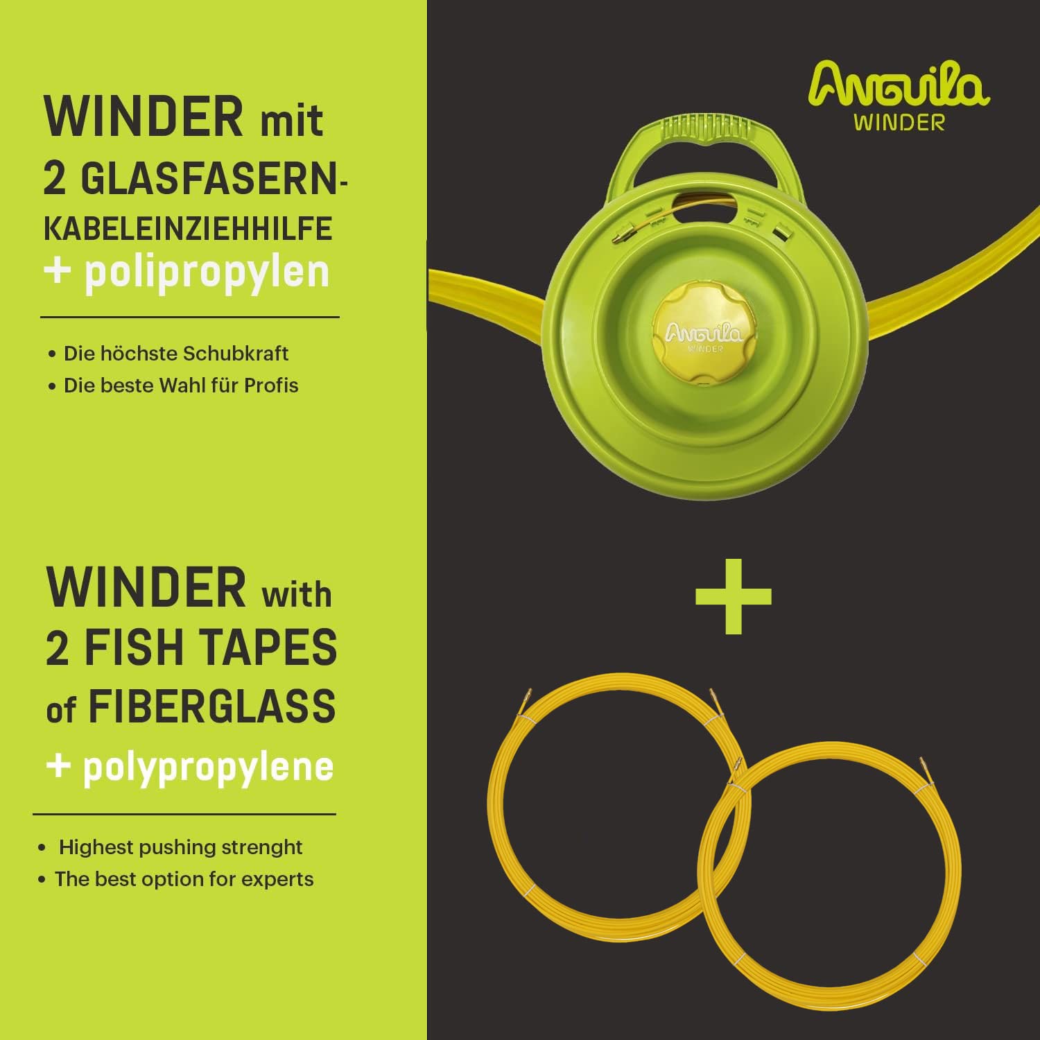 Anguila Max Kabeleinziehhilfe Glasfaser+Nylon Wechselb Grün ⌀3mm 30m