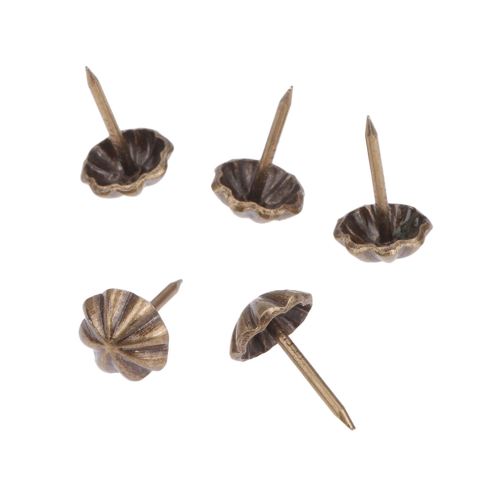 30Pcs Upholstery Nails, Flower Shape Large-Headed Nail Retro Round Nail Diameter Head Color Antique Thumb Tack Cyan Bronze Pushpins for Nickel Finish