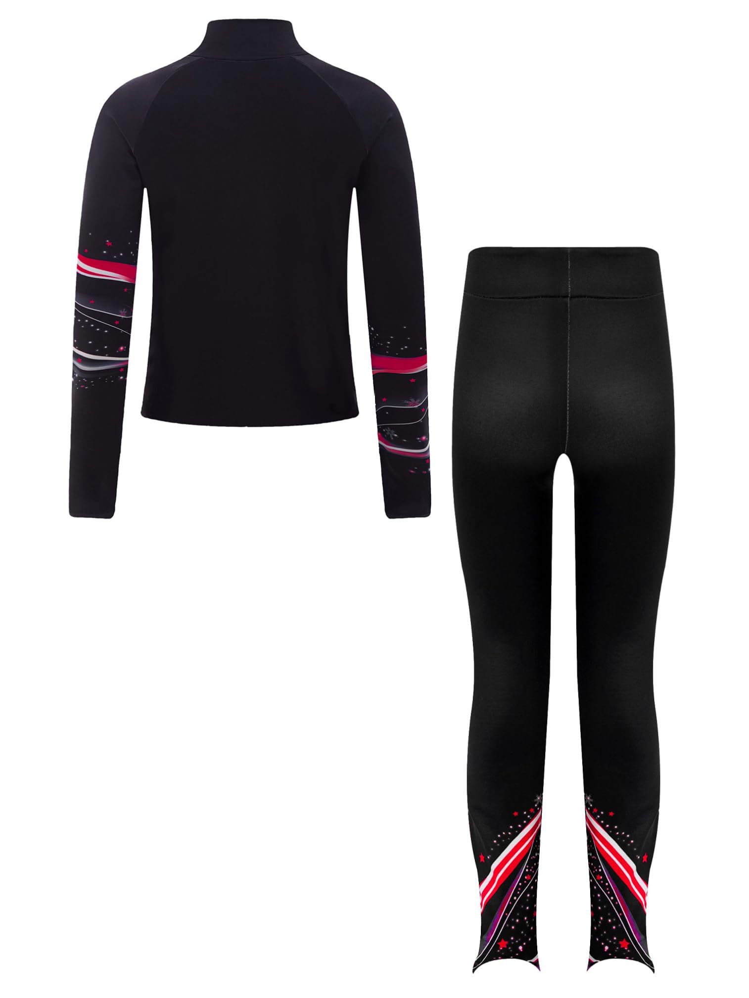 ranrann Ensemble Patinage Artistique Fille Veste Chaud Polaire avec Pantalon Collant Legging Tenue Patinage sur Glace Sport A Rouge 13-14 ans