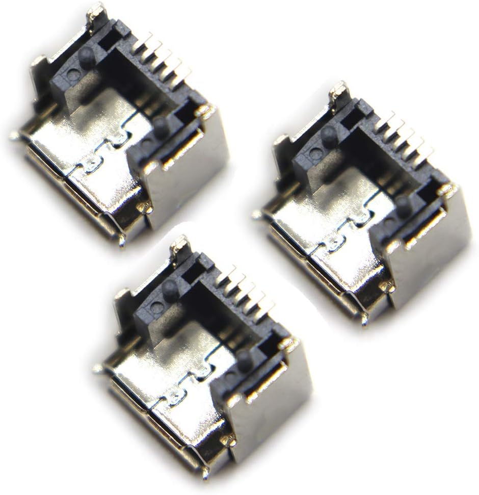 3PACK Micro USB Charger Port Female Type SMT SMD Solder Soldering Jacks Charging Block Connector for JBL Charge 2+ and Charge 3 Bluetooth Speaker (100% Fit)