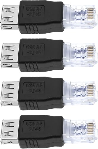 Paquete de 4 adaptadores Ethernet a USB - USB 2.0 hembra a conector Ethernet RJ45 - Negro