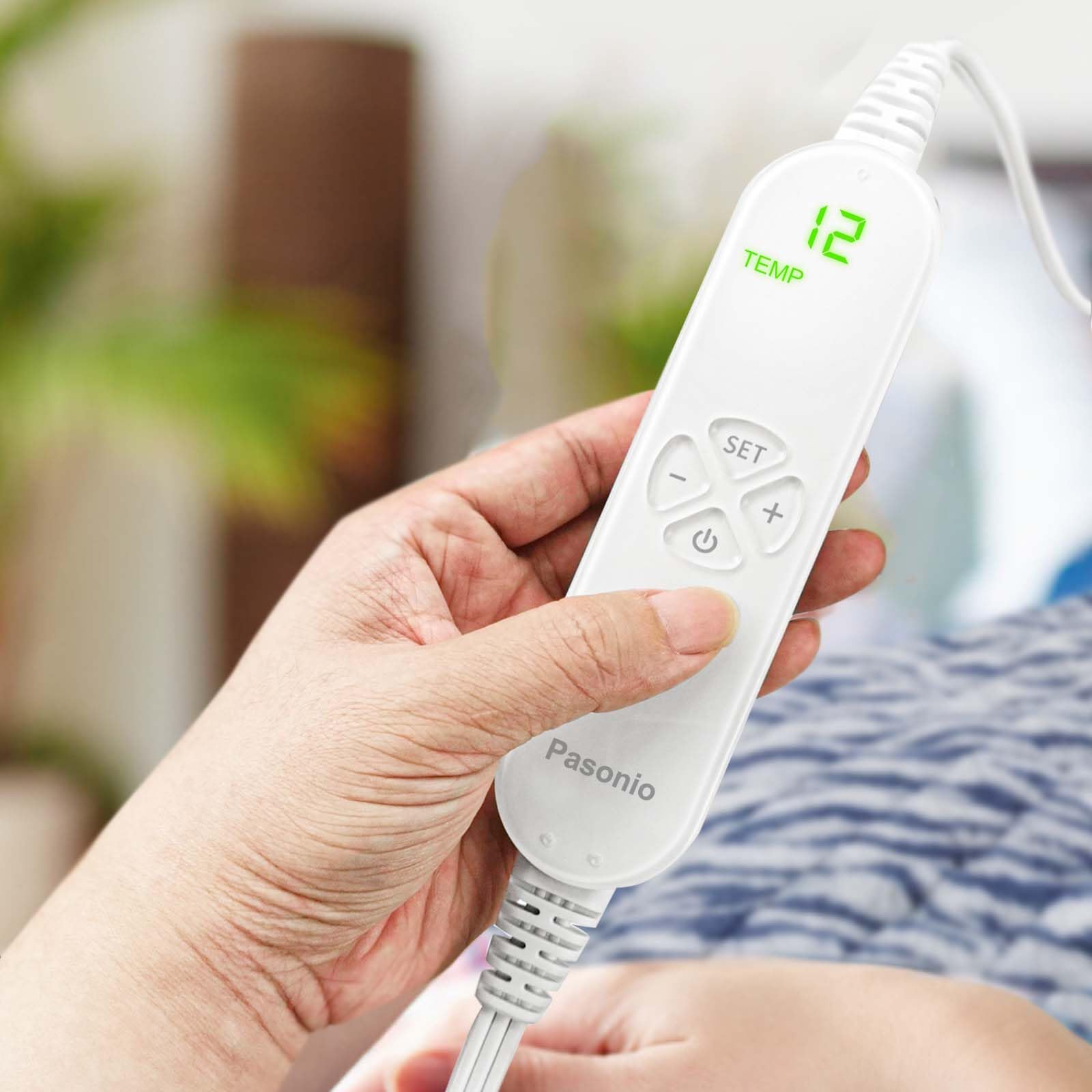 Pasonio Full Weighted Heating Pad for Back, Neck, and Shoulder Pain Relief with Auto Shut Off, Extra Large 12 x 24, Grey Blue-PLH02