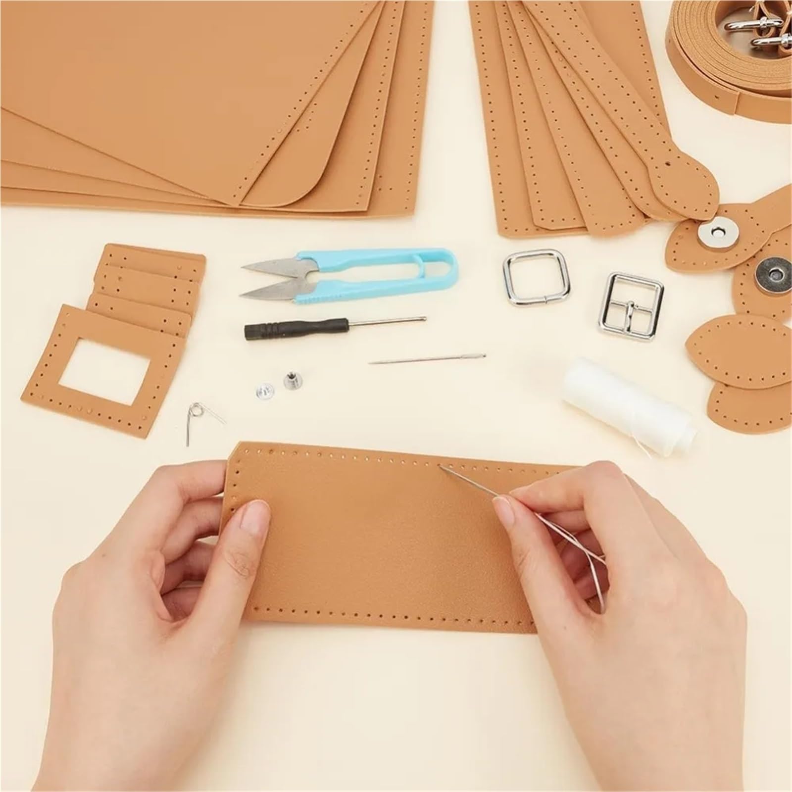 Kit de Bricolaje para Hacer Bolsas Kit de bricolaje for hacer mochilas de cuero sintético, kit completo de costura for bolsos de hombro de cuero, patrón de cuero hecho a mano, costura de bolsos.(Color