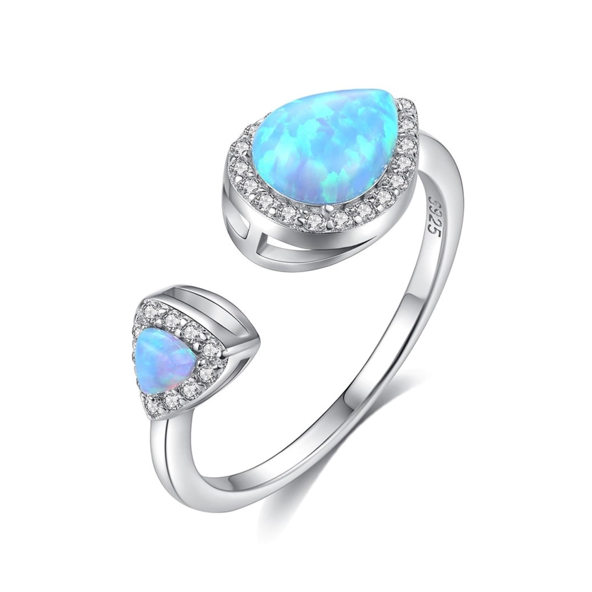 Ring Silber 925 Damen Opal Ring mit Zirkonia Ring Verstellbare Verlobung Ehering Opal Ringe Frauen Schmuck für Sie