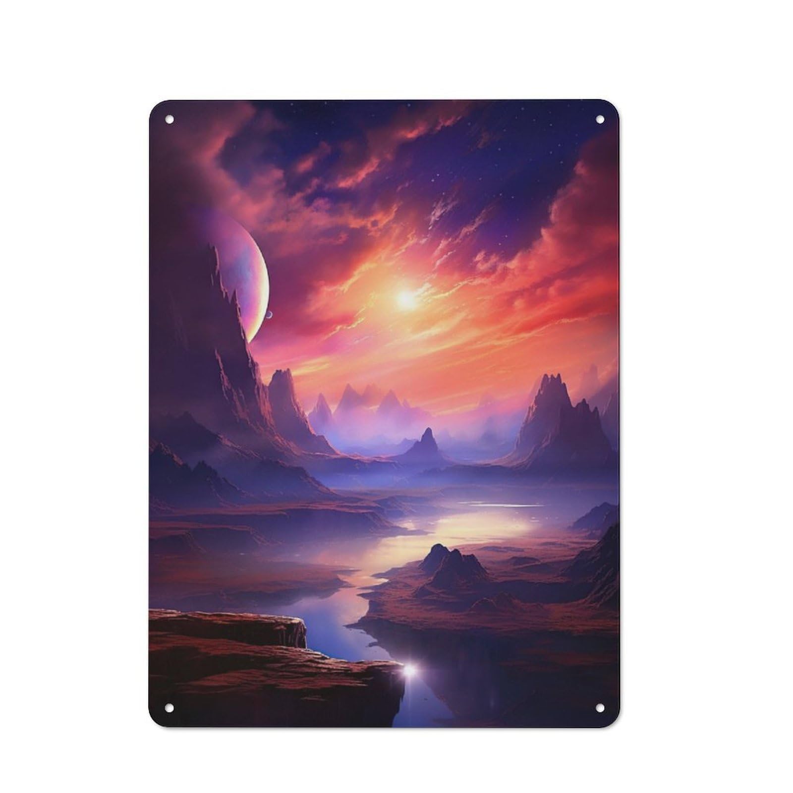 Junmoney Twilight Of Universe Tin Sign 40X30cm For Workshop Wall, Rustic Wall Decor, Suited To Workshop Decor Fans