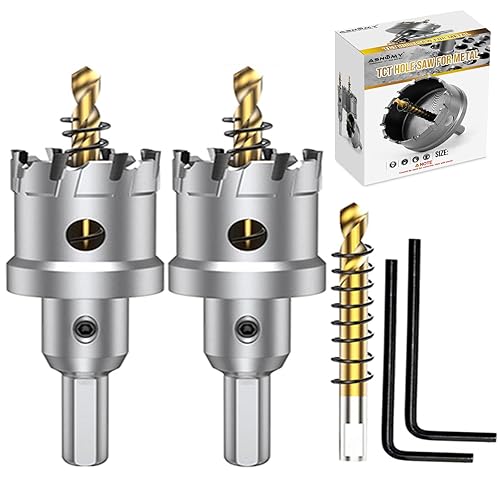Miniatura 1 de ASNOMY Kit de sierra de agujero TCT grande de 8 piezas para metal duro 58-2-38 pulgadas 0630-2362in con broca piloto chapada en titanio para metal