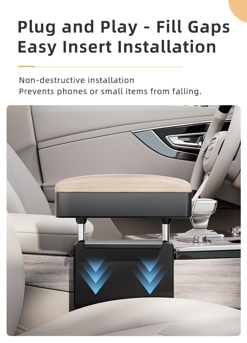 Reposabrazos de coche, reposabrazos para coche, consola central ajustable, caja de almacenamiento, caja de almacenamiento para relleno de espacio de asiento de coche, soporte de muñeca para codo