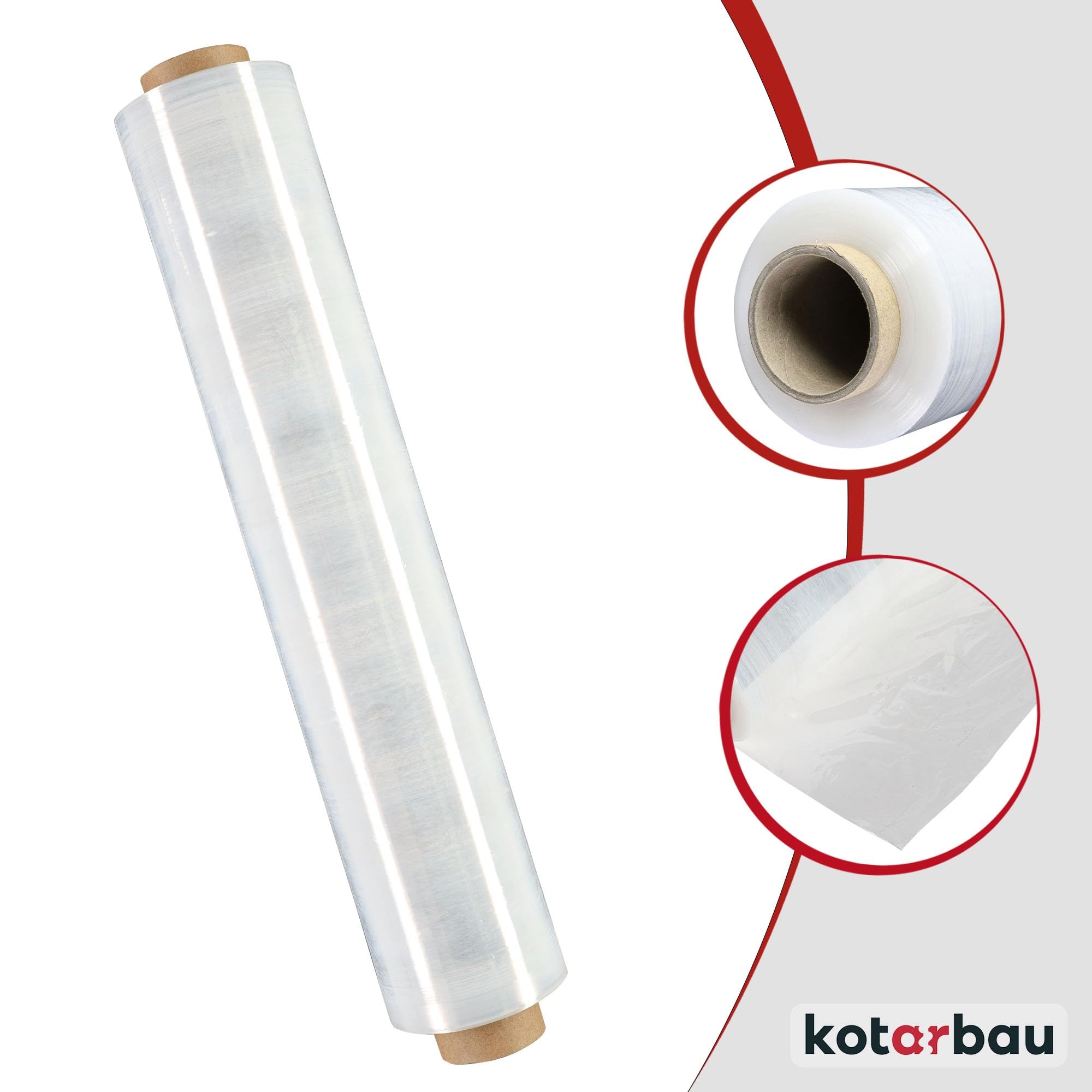 KOTARBAU® 6 rotoli di pellicola estensibile 2,6 kg | L 350 m larghezza 50 cm | Rotolo di pellicola estensibile trasparente pellicola per imballaggi mobili