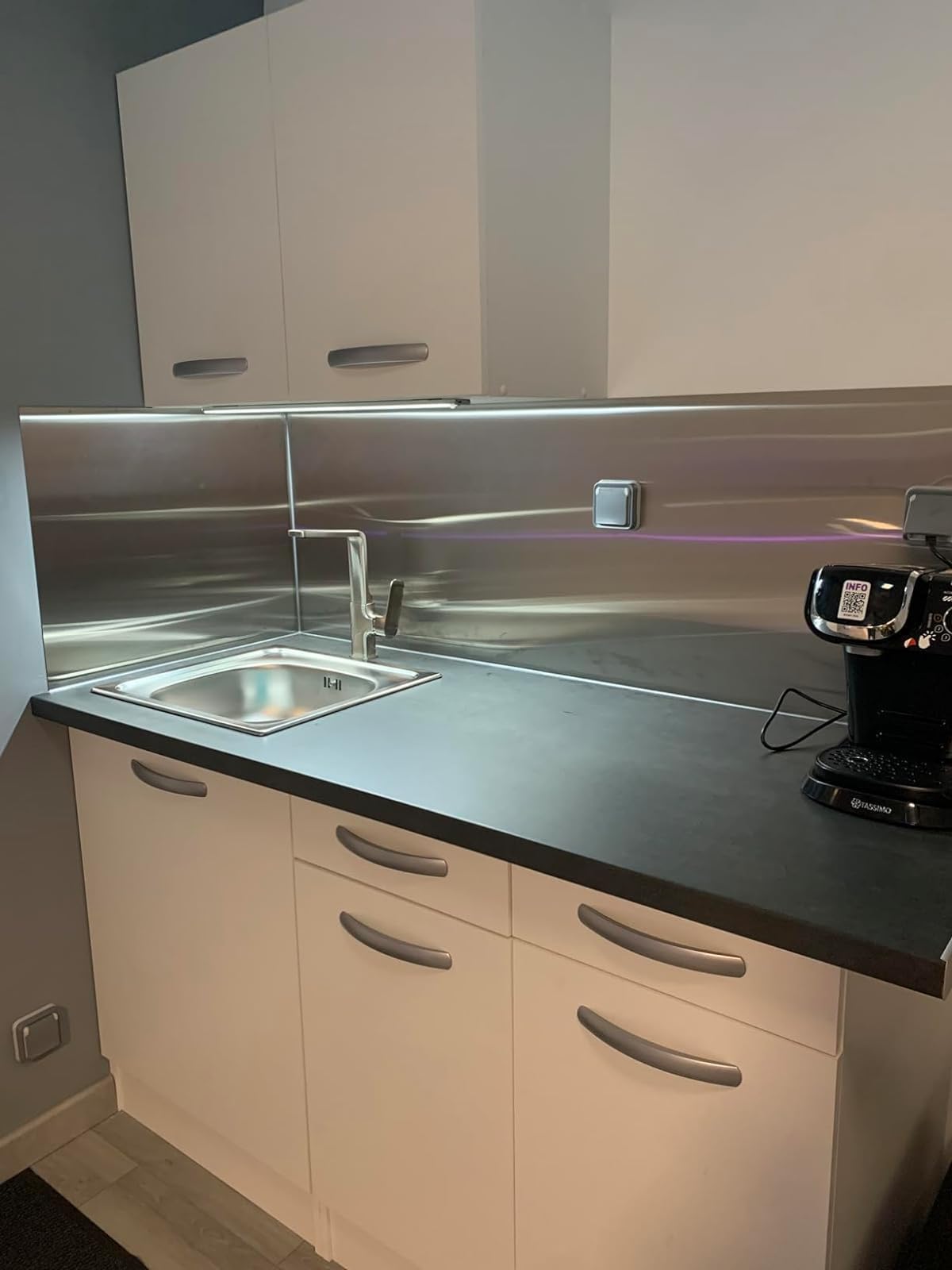 Fond de hotte/Crédence INOX brossé- 7 Tailles - Hauteur 75 cm x (Longueur 100 cm)
