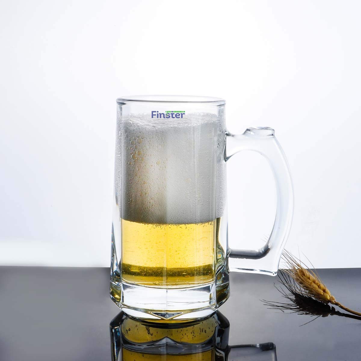 FINSTER Crystal Beer Mugs Set of 6 with Strong Handle 400ml (Premium Fancy Beer Mug for Husband) - Image 6 thumbnail