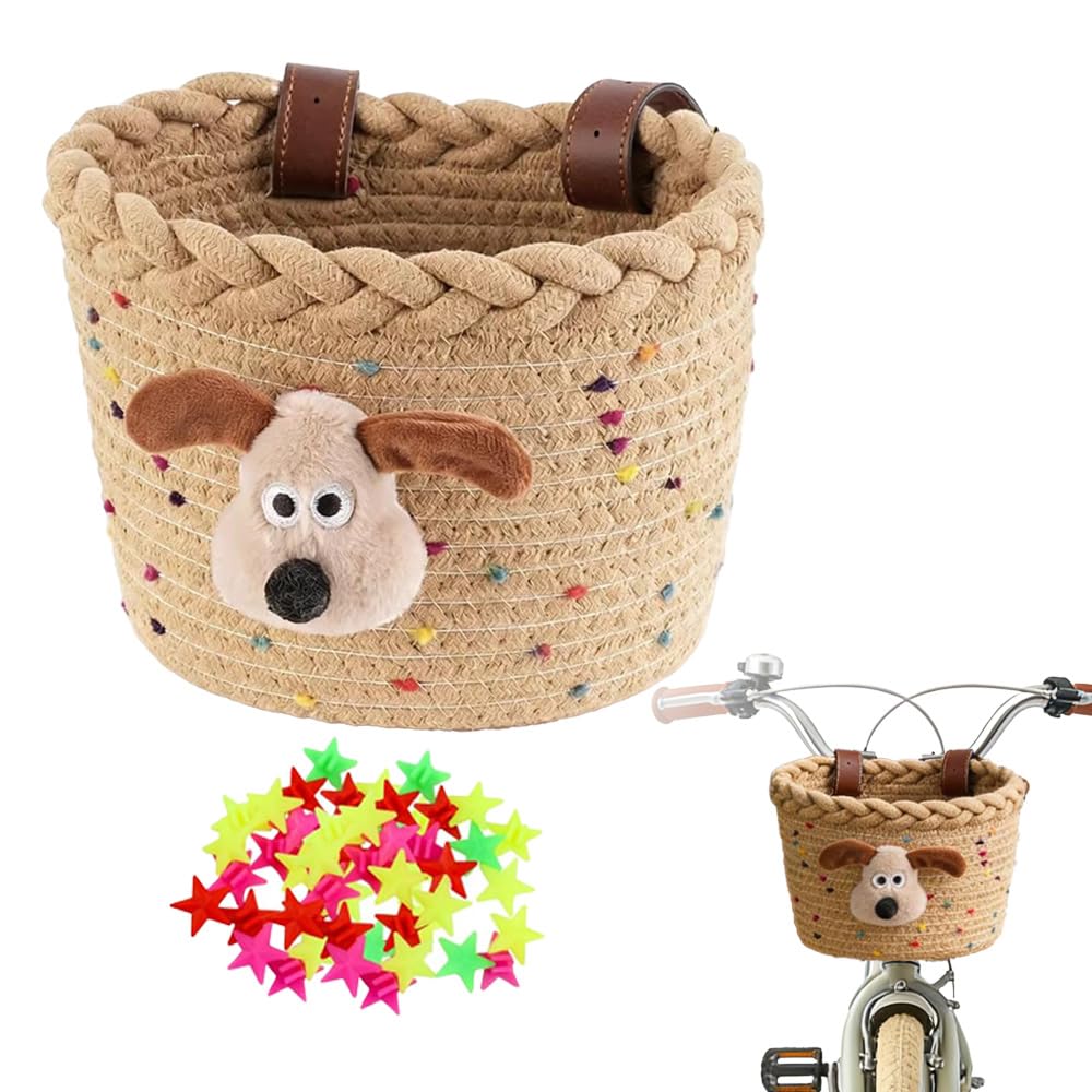 Cesta de Bicicleta para Niños, Cesta Bici Niño con 35 Estrellas para Radios, Cesta Lantera Bicicleta Niños, Cesta Bicicleta Desmontable, para Manillar de Bicicleta Infantil