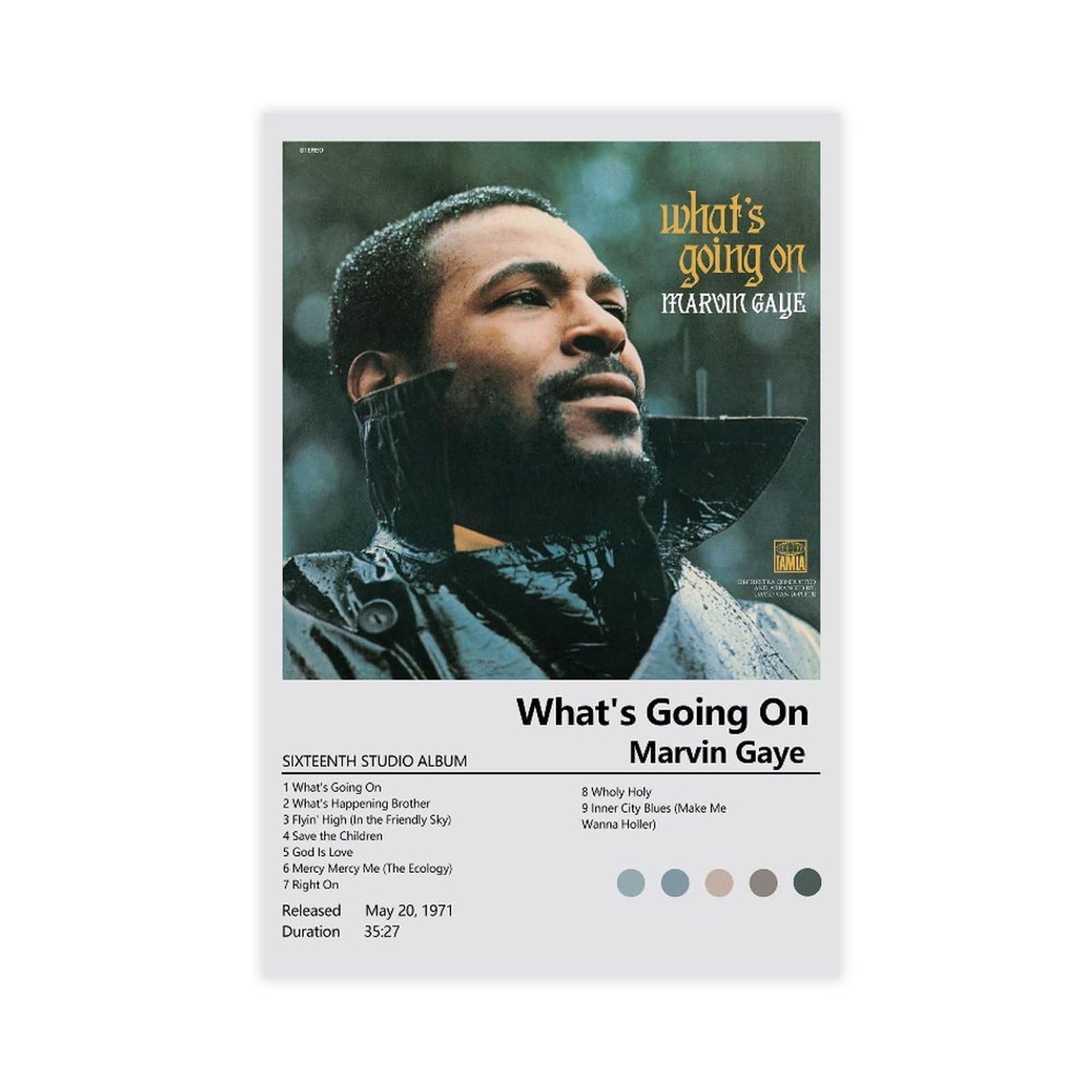 KANCH Marvin Gaye Poster What's Going On Music Album Cover Posters Canvas Poster Bedroom Decor Sports Landscape Office Room Decor Gift Unframe: Unframe:16x24inch(40x60cm)