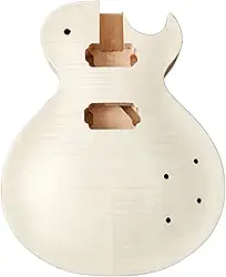 Corpo de guitarra inacabado conjunto de corpo de guitarra elétrica em mogno AAA Flame Maple Top Set-Neck H-H Pickups