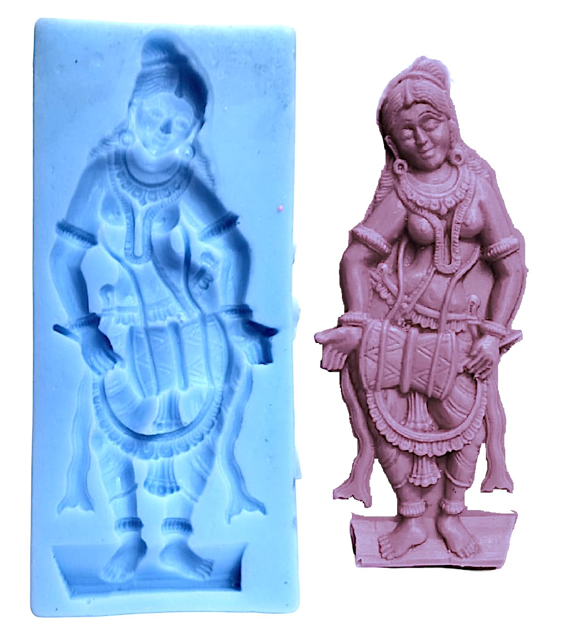 APV Dancing Women apsara Temple Home Decorative Statue Silicone Mold. Clay Wax Resin Art and Craft Silicone Mold-image-3